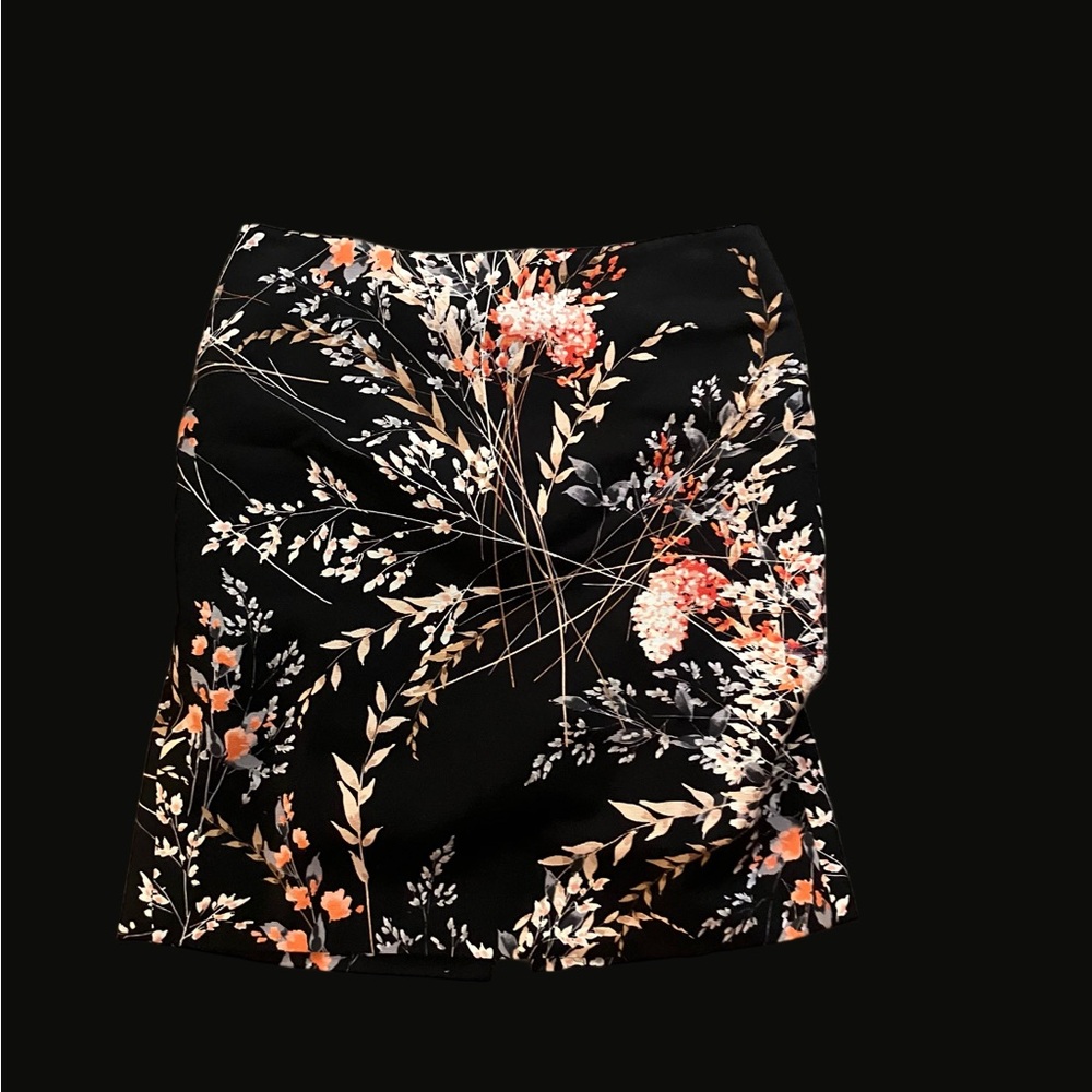 Talbots Floral Pencil Black Skirt